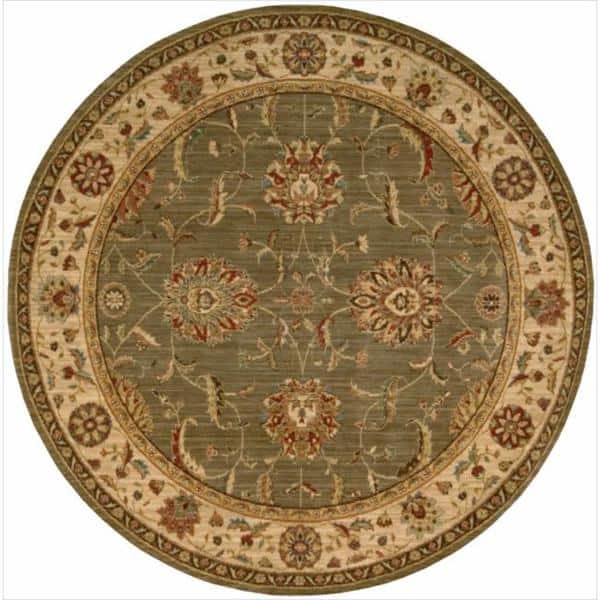 Nourison Living Treasures Persian Border Floral Area Rug - 7'10" Round - Green - Runner/Round