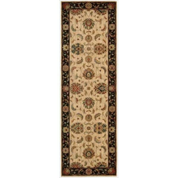 Nourison Living Treasures Persian Border Floral Area Rug - 2'6" x 8' Runner - Ivory/Black - Runner/Rectangle