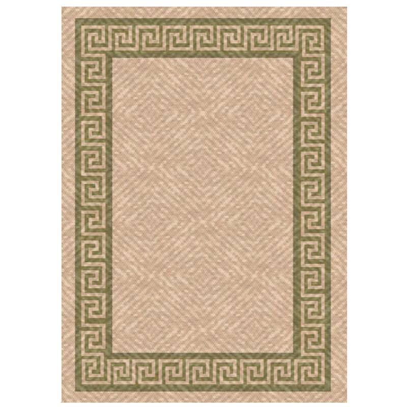 Woven Indoor/ Outdoor Greek Key Beige/ Green Patio Rug - 5'3 x 7'6 ...