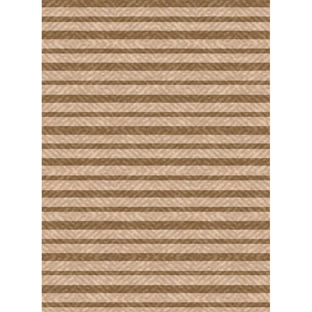 Woven Indoor/ Outdoor Summer Stripe Beige/ Lt Brown Patio Rug - 6'7 x 9'6