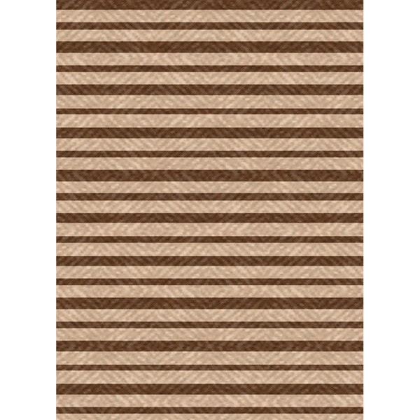 Woven Indoor/ Outdoor Summer Stripe Beige/ Brown Patio Rug (53 x 76)