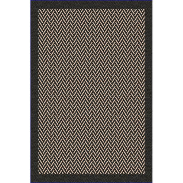 Woven Indoor/ Outdoor Herringbone Black/ Beige Patio Rug - Black - Bed ...
