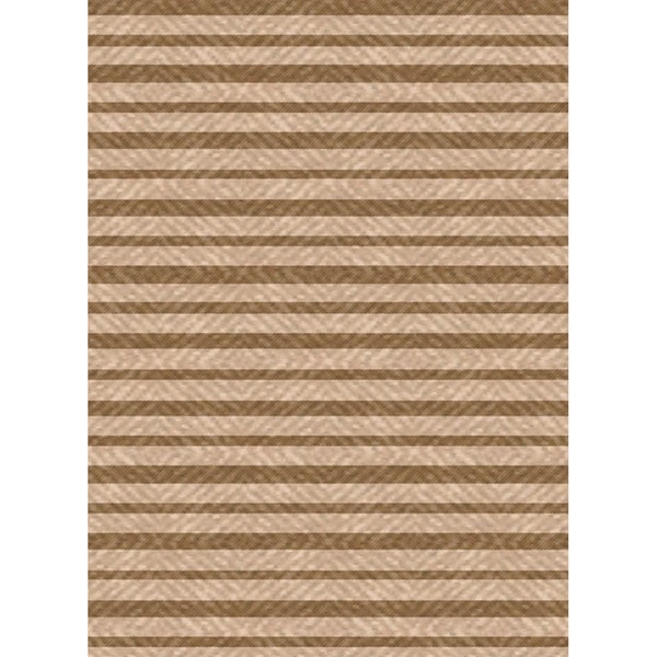 Woven Indoor Outdoor/ Summer Stripe Beige/ Lt Brown Patio Rug (53 x 7