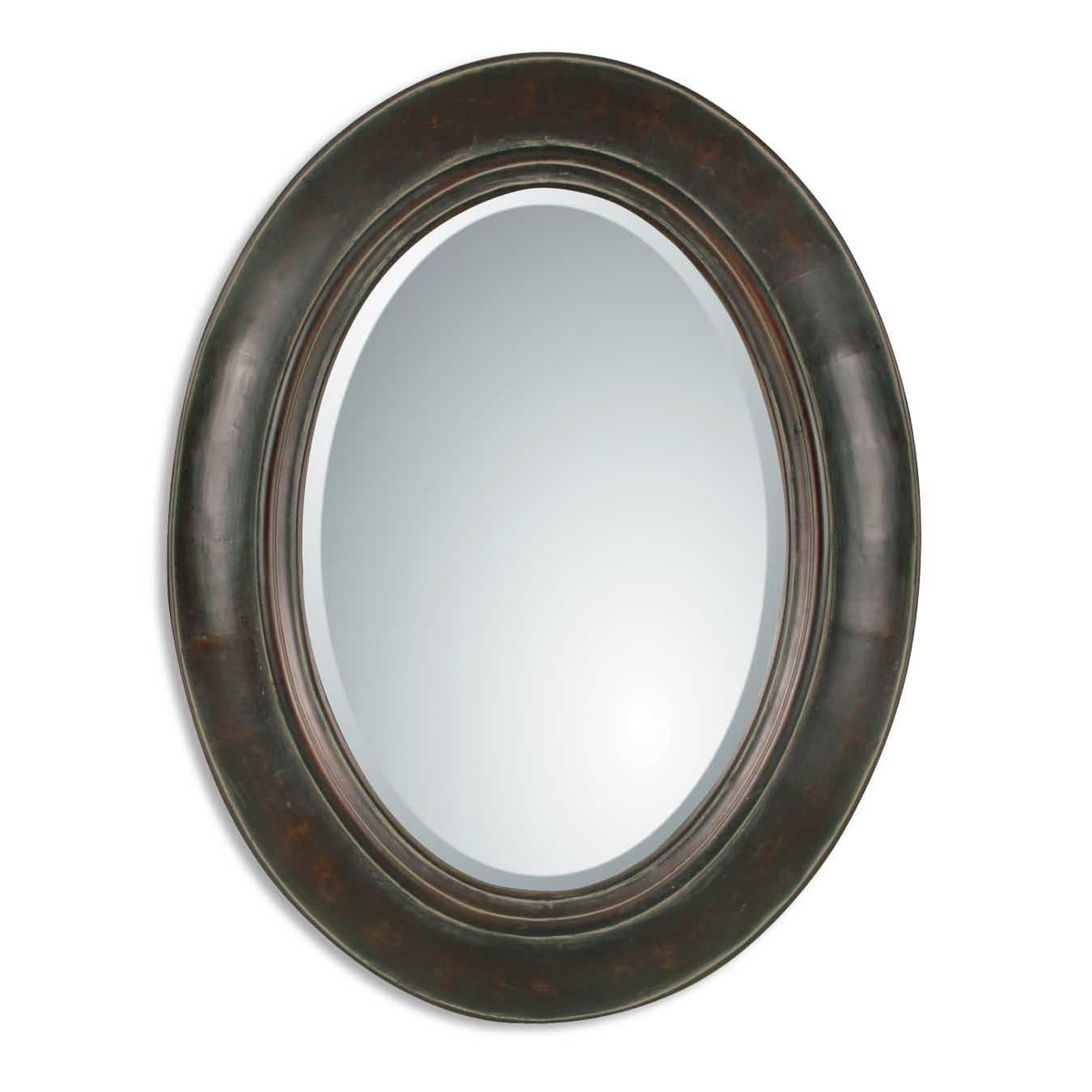 Tivona Chestnut Copper Framed Beveled Oval Mirror