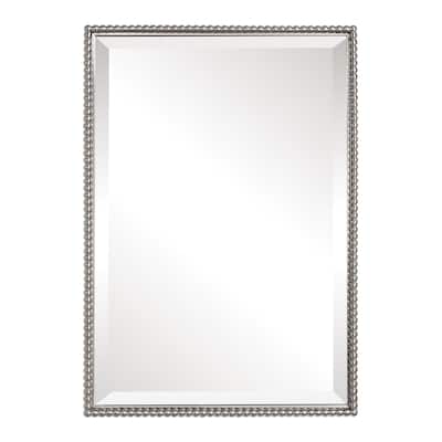 Uttermost Sherise Brushed Nickel Bead Framed Beveled Mirror - Brushed Nickel - 21x31x1.5