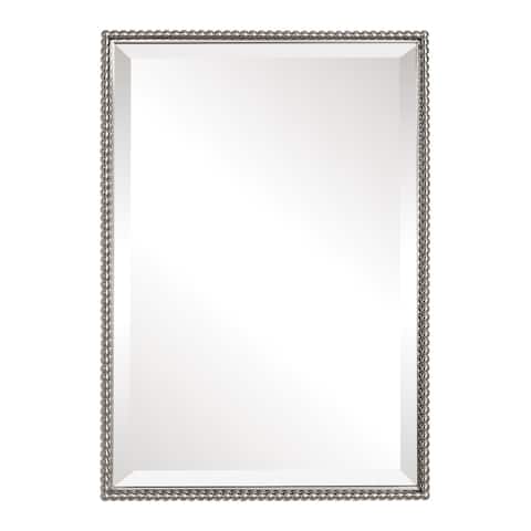 Uttermost Sherise Brushed Nickel Bead Framed Beveled Mirror - Brushed Nickel - 21x31x1.5