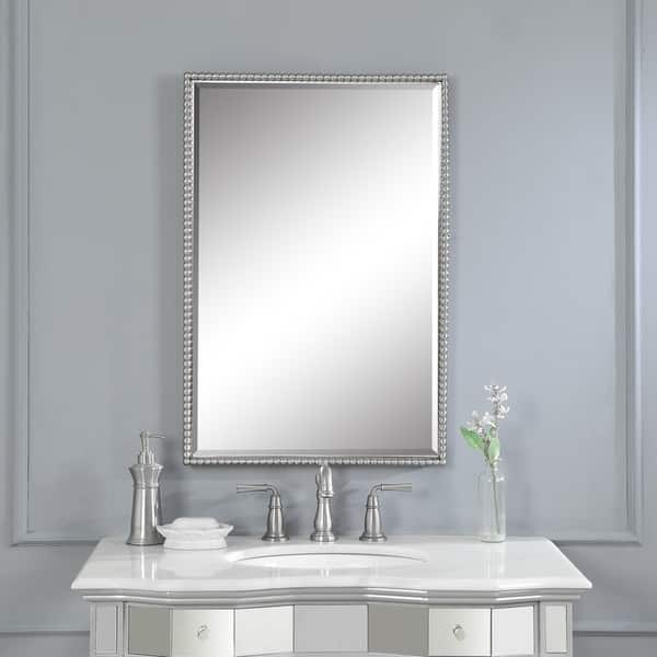 Uttermost Sherise Brushed Nickel Bead Framed Beveled Mirror Uttermost Sherise Brushed Nickel Bead