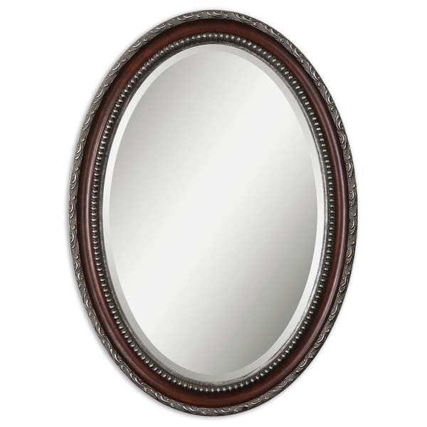 Shop Uttermost Montrose Mahogany/ Antiqued Silver Beveled Oval Frame Free Shipping Today