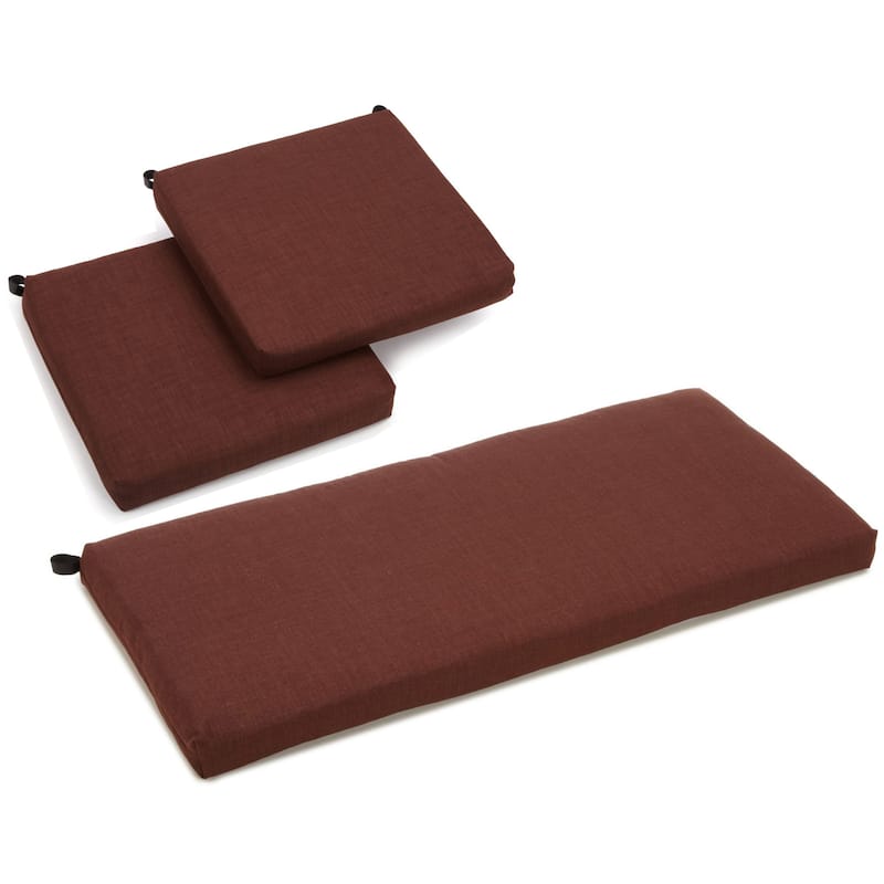 Blazing Needles All-Weather 3-Piece Settee Cushion Set - Cocoa