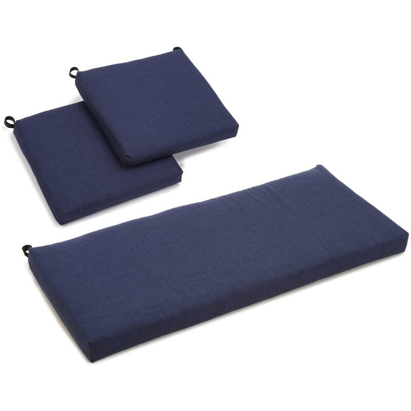 Blazing Needles 3-Piece Indoor/Outdoor Bench Cushions - 19 x 19/19 x 42 - Azul
