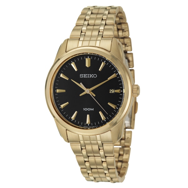 Seiko Mens Bracelet Yellow Goldplated Stainless Steel Quartz Watch