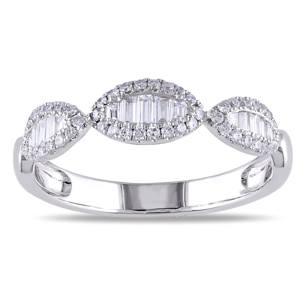 Miadora 18k White Gold 2/5ct TDW Baguette Diamond Ring (G-H, SI1-SI2)
