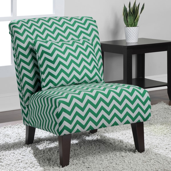 Shop Anna Emerald Chevron Fabric Accent Chair - Overstock ...