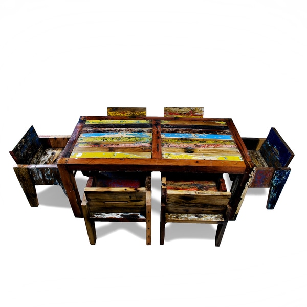 Shop Ecologica Reclaimed Wood Multi-Color Dining Table ...