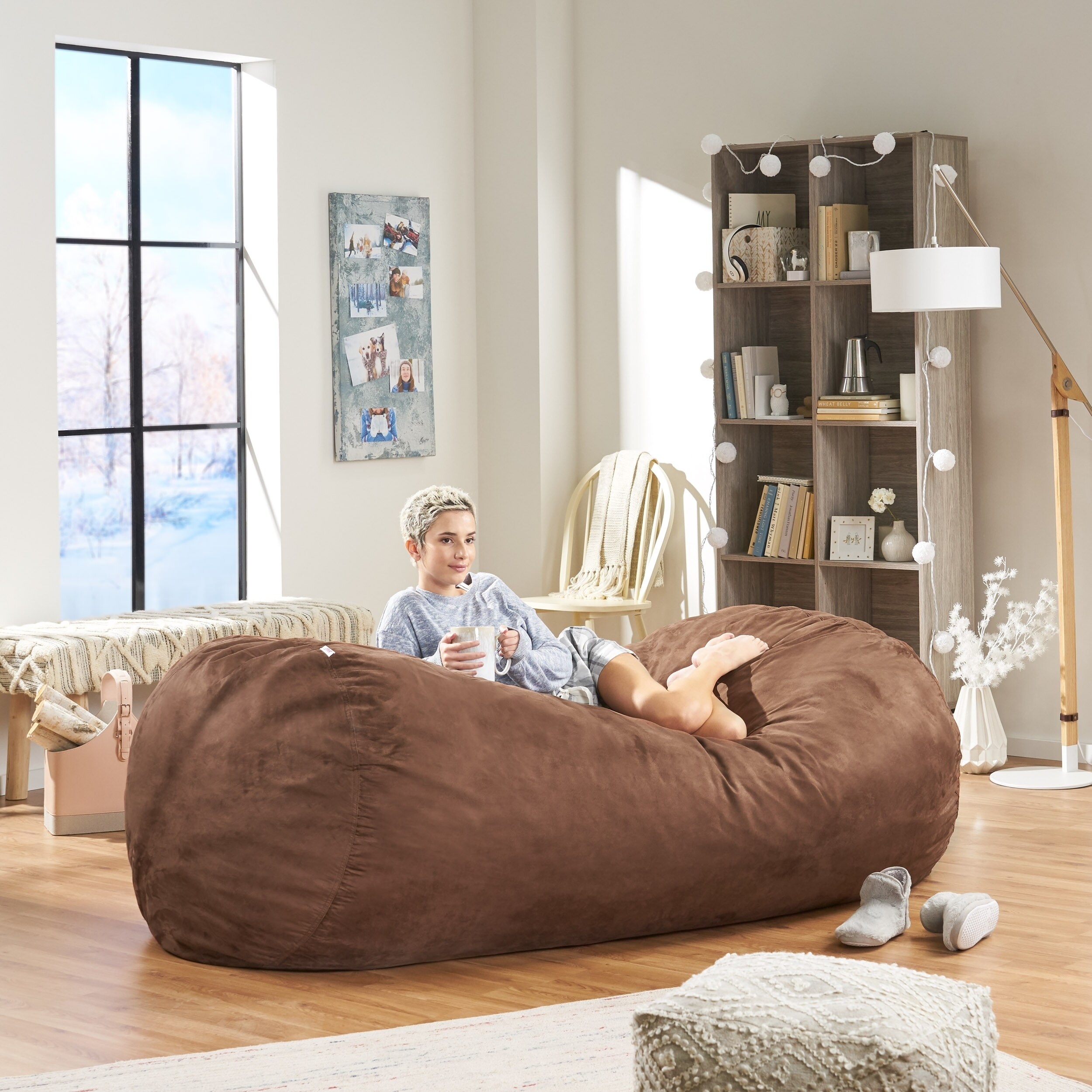 Shop Larson Faux Suede 8 Foot Lounge Beanbag Chair By Christopher