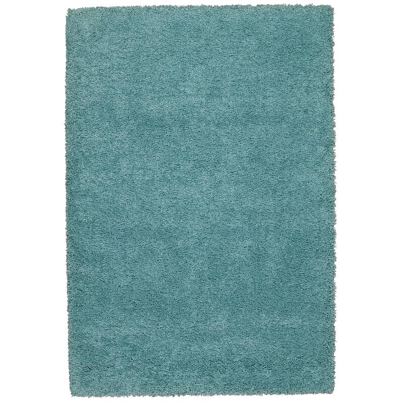 Nourison Amore Shag Area Rug - Modern & Contemporary/Shag - Aqua - Solid - 4' x 6' - Rectangle - Synthetic/Olefin/Polypropylene - 3'11" x 5'11" - Aqua