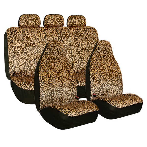 FH Group Leopard Print Velour Airbag Compatible and Split FH Group Leopard Print Velour Airbag Compatible and Split
