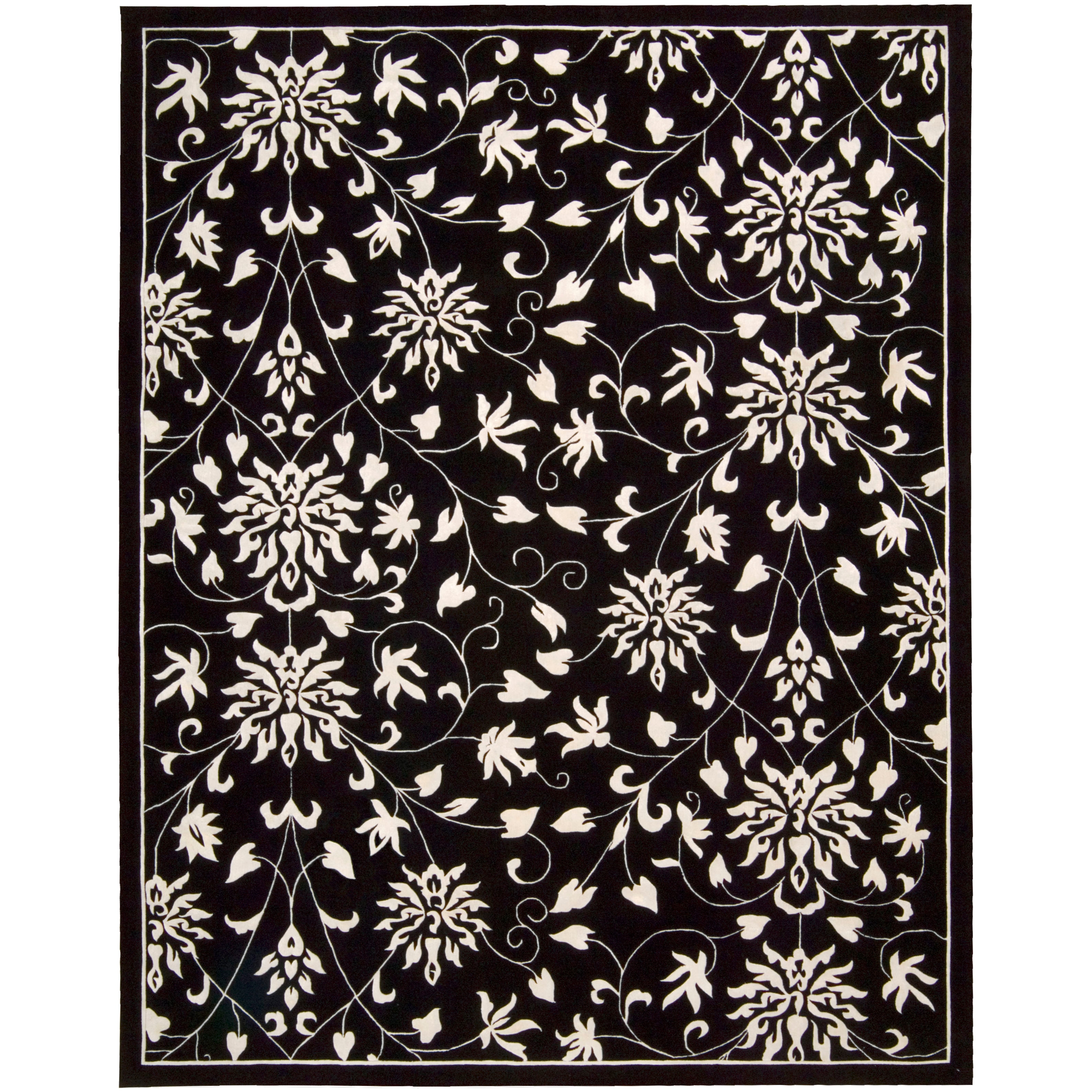Nourison Hand tufted Versailles Palace Floral Black/white Rug (96 X 136)