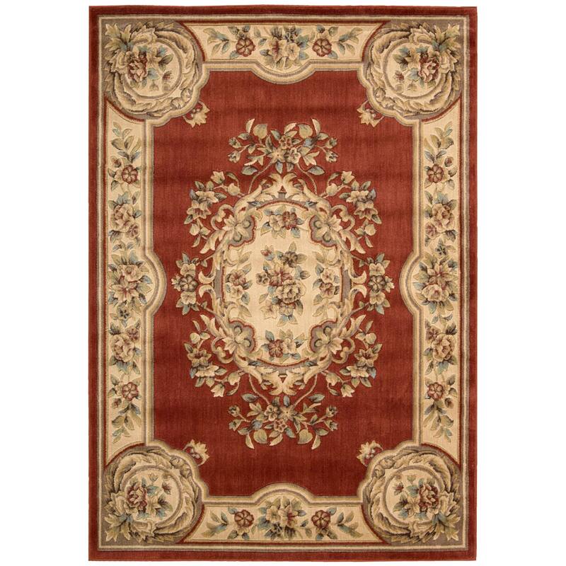 Aubusson Collection Rust Area Rug - 5'3 x 7'5