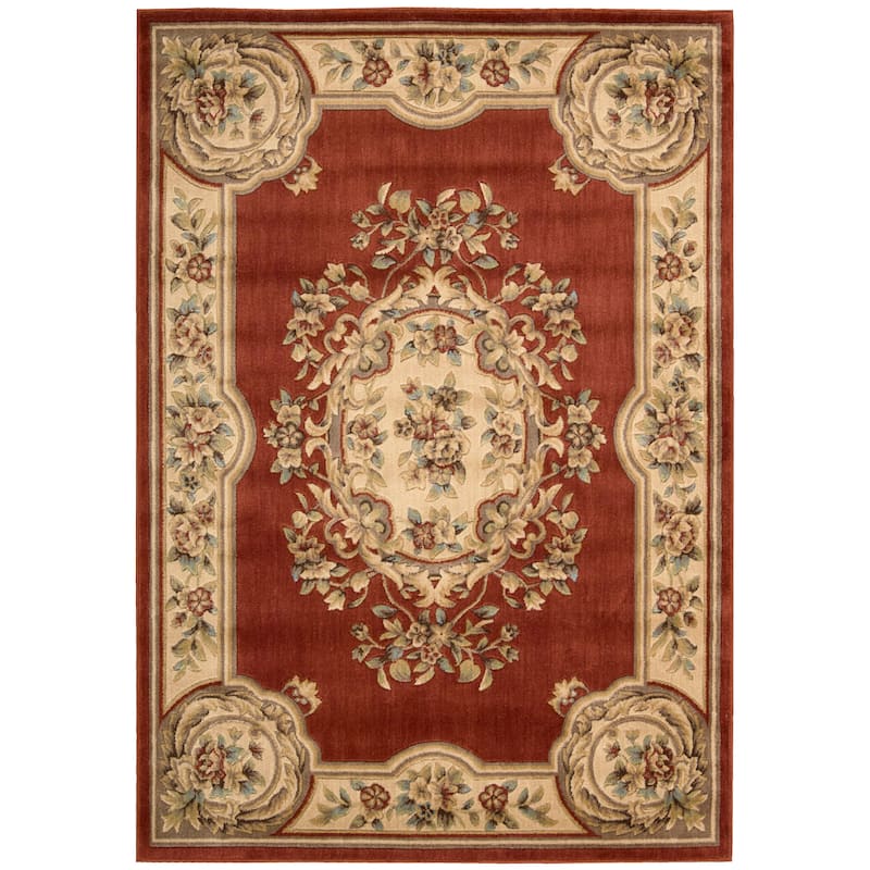 Aubusson Collection Rust Area Rug - 5'3 x 7'5
