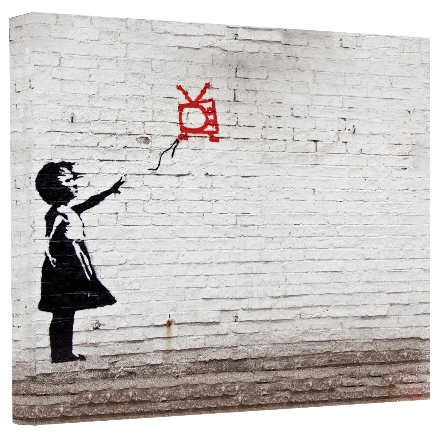 Banksy 'Balloon TV Girl' Gallery Wrapped Canvas - Bed Bath