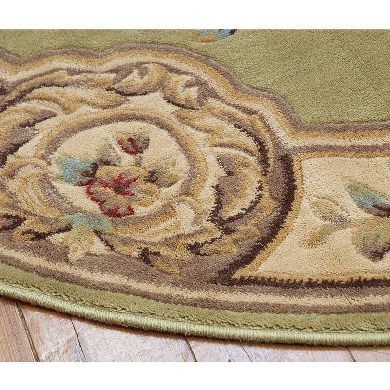Aubusson Collection Light Green Area Rug - 5'3 x 5'3