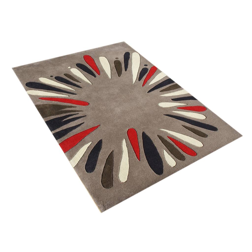 Alliyah Handmade Wood/ Smoke New Zealand Blend Wool Rug (5' x 8') - 5' x 8'