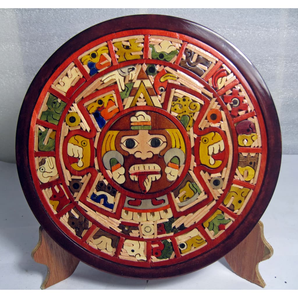 Handcrafted Wood Aztec Calendar (Mexico)