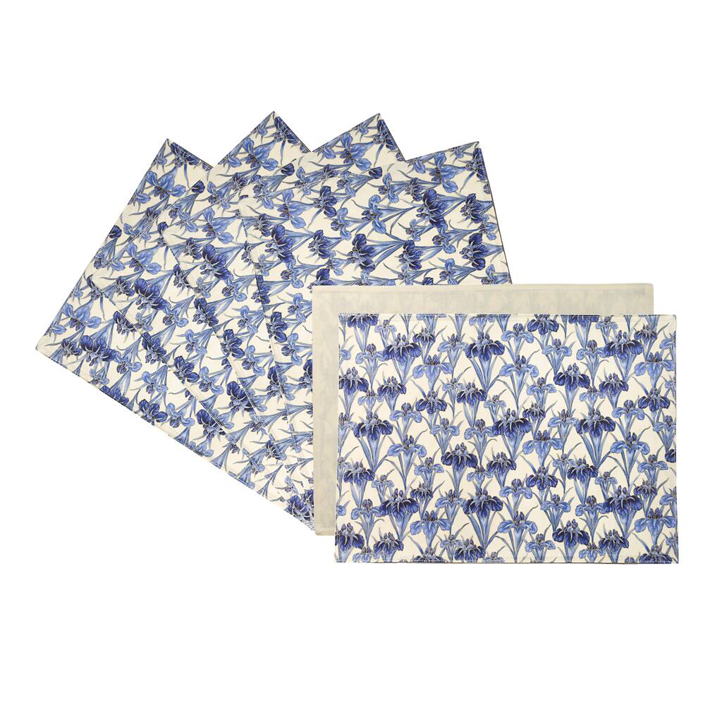 Rose Tree 18-inch Rectangle Blue Iris Place Mats (Set of 6)