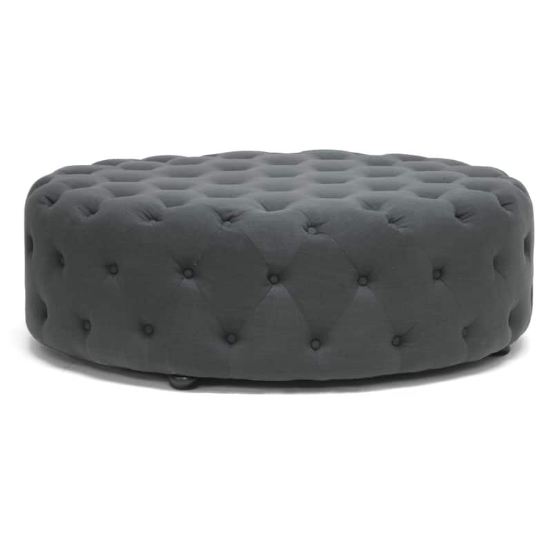 Gracewood Hollow Clare Contemporary Fabric Round Ottoman - Grey