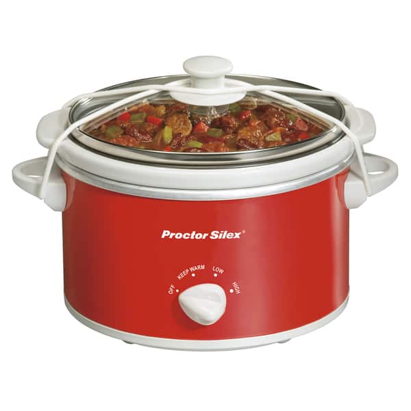 5 Qt. Oblong Slow Cookers, Slow Cooker with Totes, Red Slow