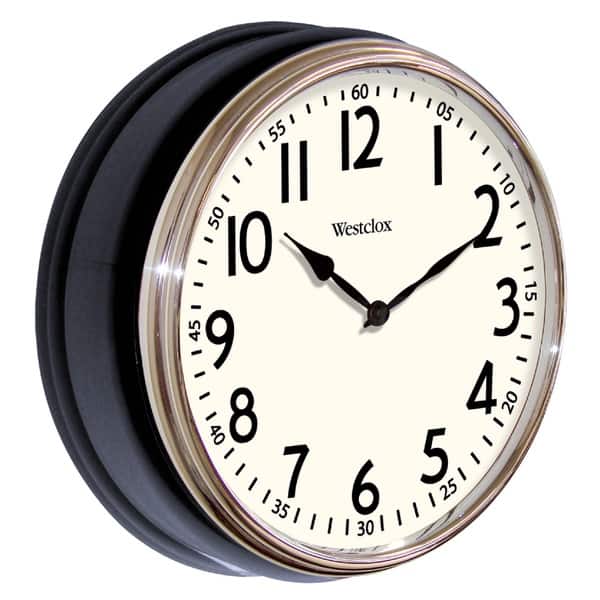 Shop Westclox Vintage Deep Dish Black Wall Clock With Chrome Bezel Overstock 7682828