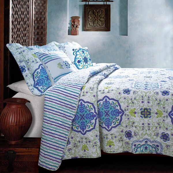 Greenland Home Fashions Esprit Blue Bonus 5-piece Quilt Set