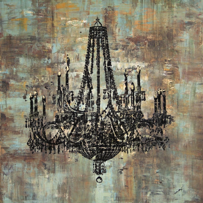 Shop Art In Style Black Chandelier Hand Painted Canvas Wall Art Overstock 7683323