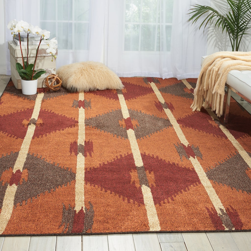 Kindred Diamond Copper Area Rug - 7'9" x 10'