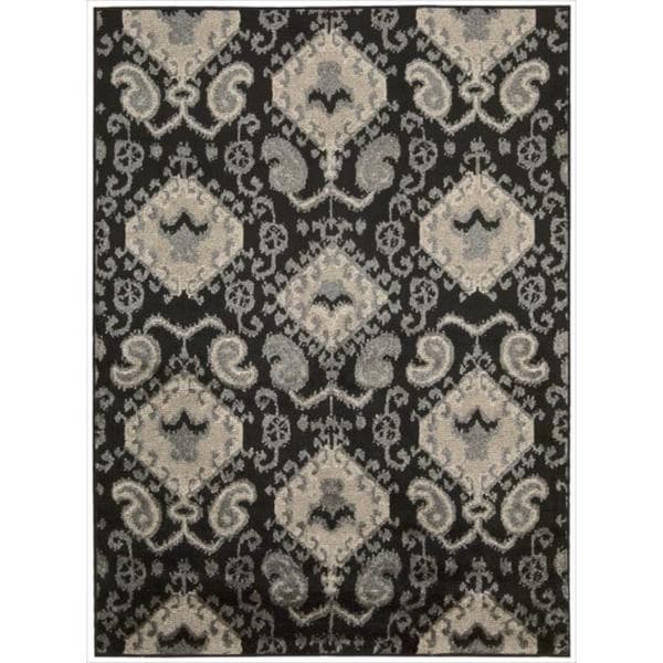 Kindred Ikat Print Black Area Rug (79 x 10)