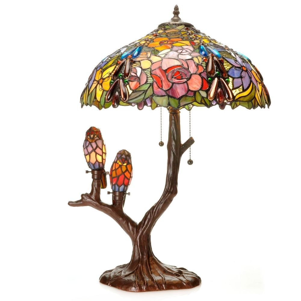 Warehouse of Tiffany Tiffany-style Sarah Camille Tree Table Lamp by Warehouse of Tiffany