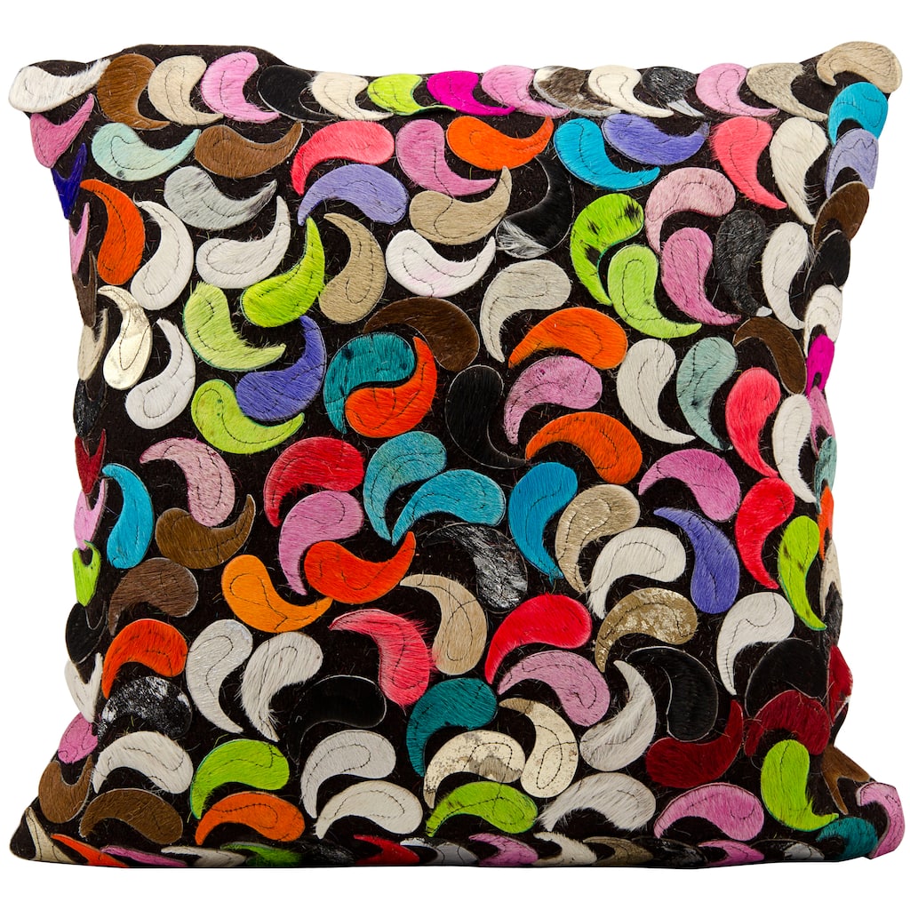 Mina Victory Natural Leather and Hide Paisleys Multicolor Throw Pillow (20-inch x 20-inch) by Nourison