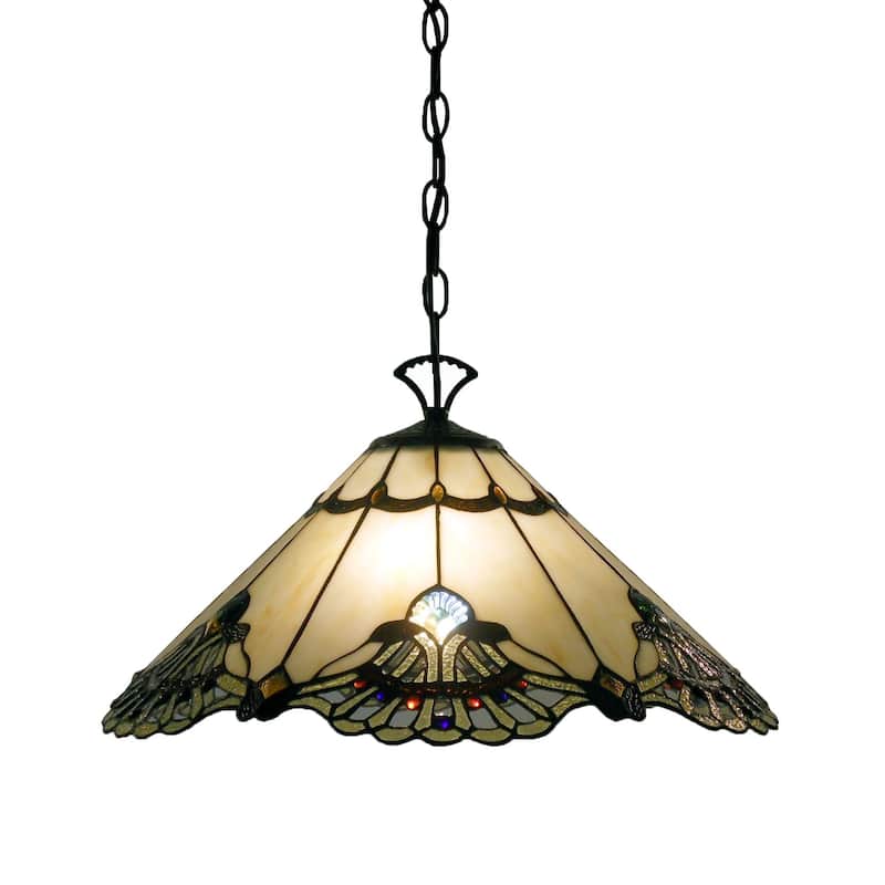 Tiffany-style Warehouse of Tiffany Courtesan 16-inch Hanging Lamp