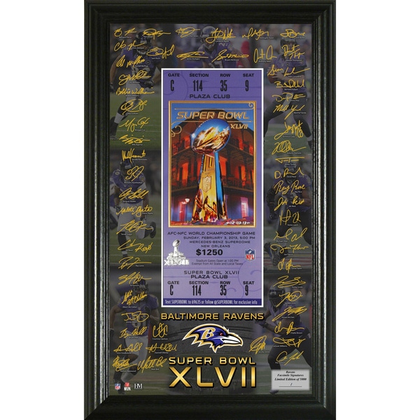 AFC Champions Super Bowl XLVII Signature Framed Ticket Holder Highland Mint Football