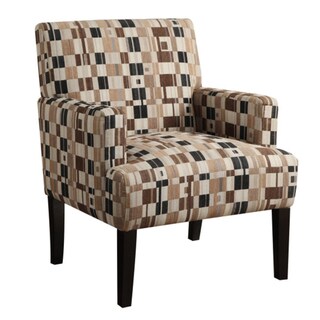 June Marlow Toast Checkered Accent Chair