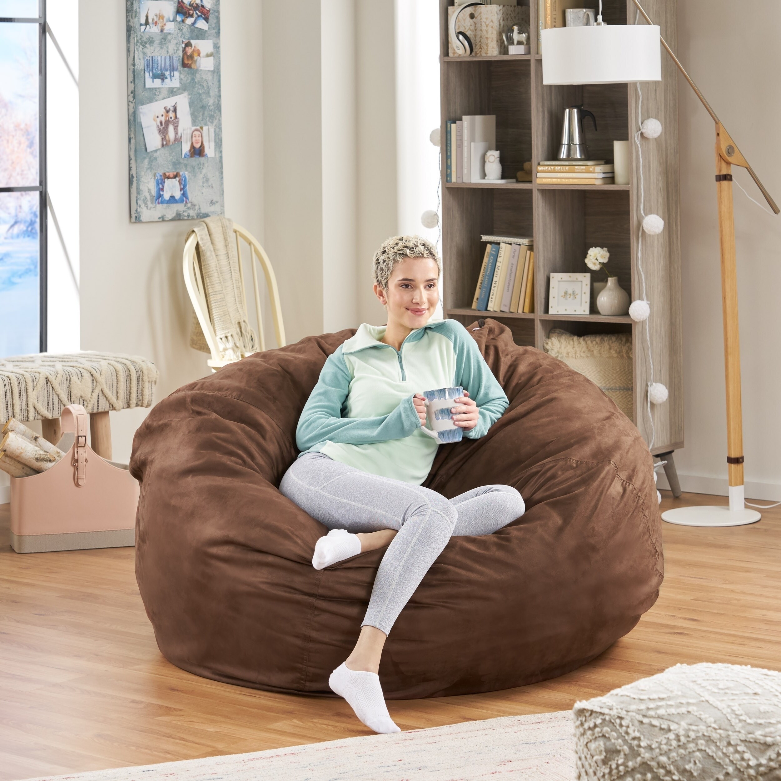 Madison Faux Suede 5 Foot Lounge Beanbag Chair By Christopher Knight Home Madison Faux Suede 5 Foot Lounge Beanbag Chair By Christopher Knight Home