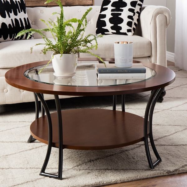 Carlisle Walnut/ Charcoal Grey Round Coffee Table