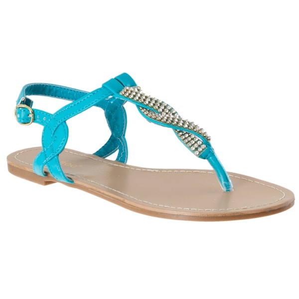 Riverberry Women's 'Armin 01' Seafoam Rhinestone T strap Sandals Sandals