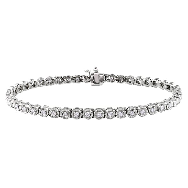 Miadora 14k White Gold 1 1/6ct TDW Diamond Bracelet (G H, SI1 SI2) Miadora One of a Kind Bracelets