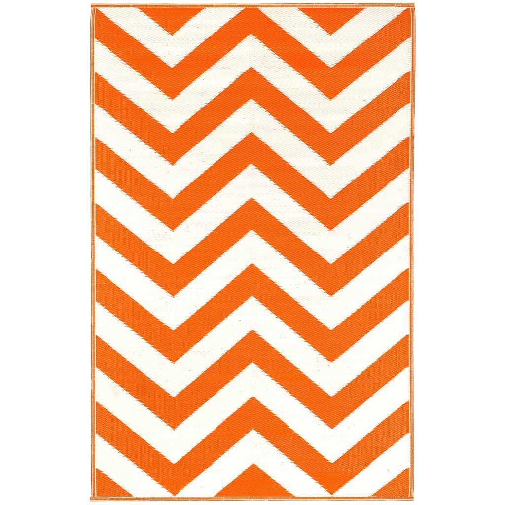 Prater Mills Orange and White Indoor/Outdoor Rug