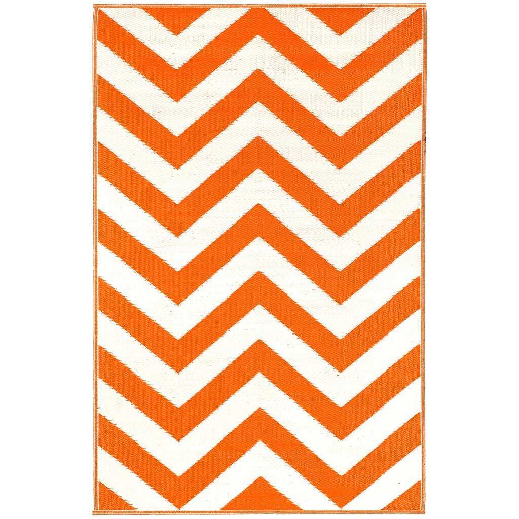 Prater Mills Orange and White Indoor/Outdoor Rug