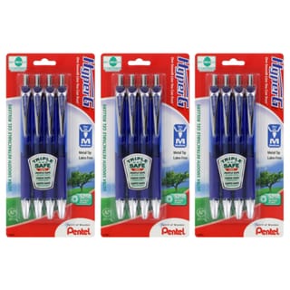 Pentel HyperG Retractable Blue Gel Ink Medium Roller Pens (Pack of 12)