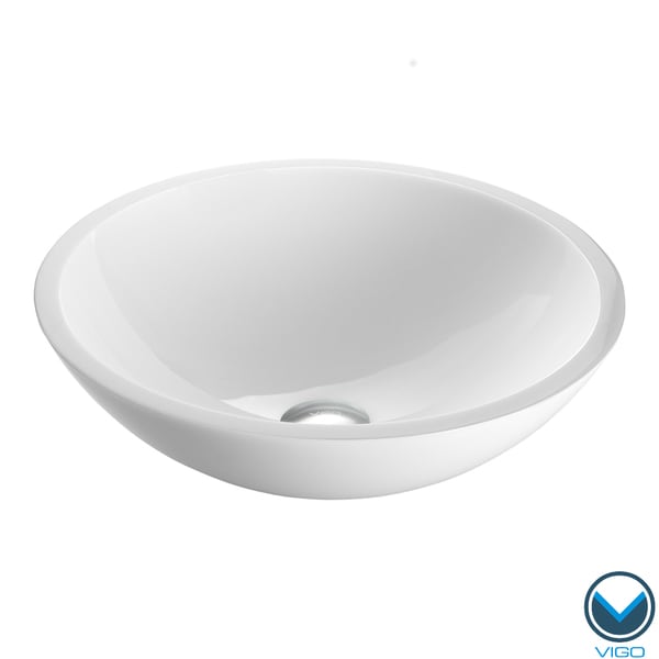 VIGO Flat Edged White Phoenix Stone Glass Vessel Bathroom Sink Vigo Bathroom Sinks