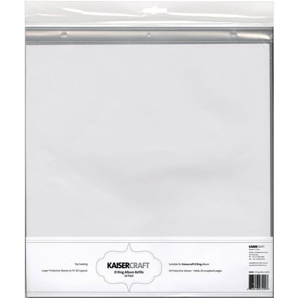 Ring Album Page Protectors 12X12 10/Pkg Top Loading With White